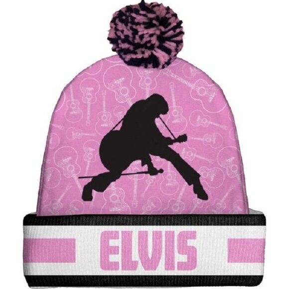 Elvis Presley Accessories - New Pink Elvis Presley Beanie Hat Adult Winter One Size The King Warm NWT Guitar